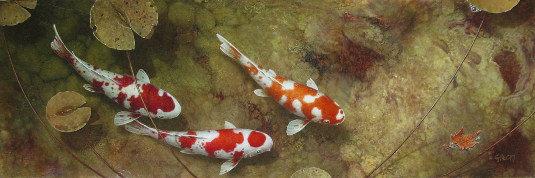 Painting of Koi fish swimming